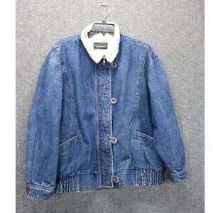 Women's Vintage Current Seen Denim Bomber Jacket Size medium Blue Lined